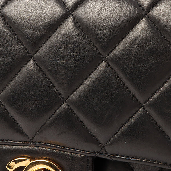 Chanel Around 1997 Made Double Face Classic Flap Top Handle Bag Black