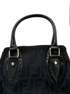 FENDI - Black Jacquard Leather Etnico Tote Bag