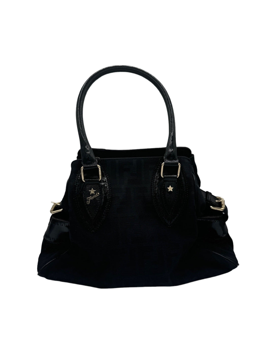FENDI - Black Jacquard Leather Etnico Tote Bag