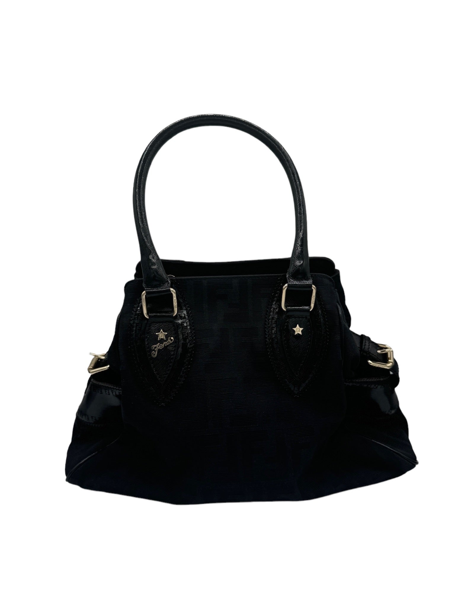 FENDI - Black Jacquard Leather Etnico Tote Bag