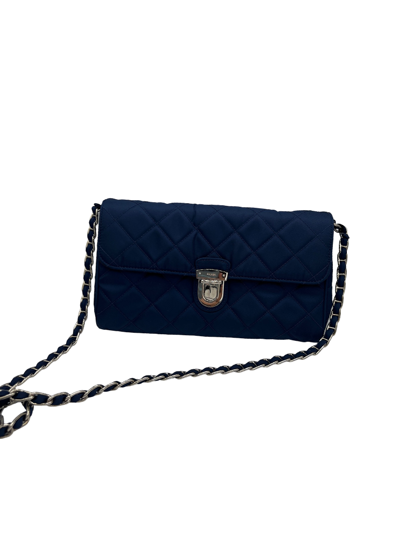 PRADA - Blue Logo Nylon Prada Shoulder Bag