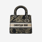Dior Medium Lady D-Lite - Black Embroidered Toile