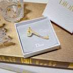 No.2709-Christian Dior Tribales Multi Pearl Gold Star Dangle Earrings