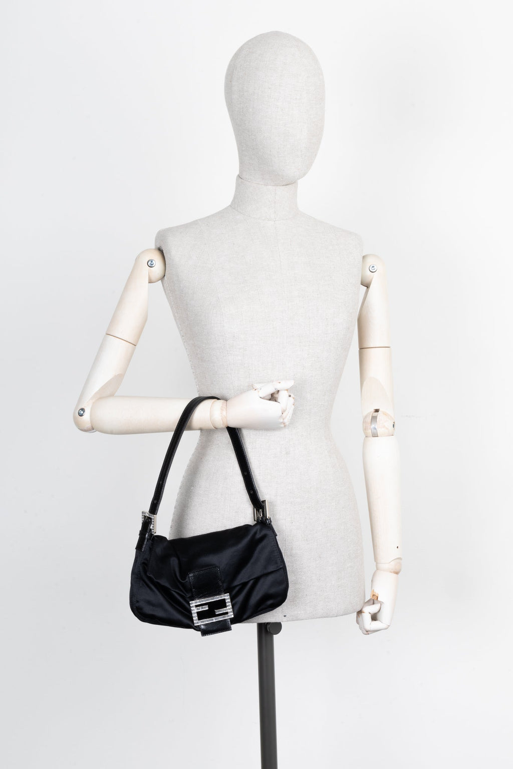 FENDI Baguette Bag Satin Black Sparkle