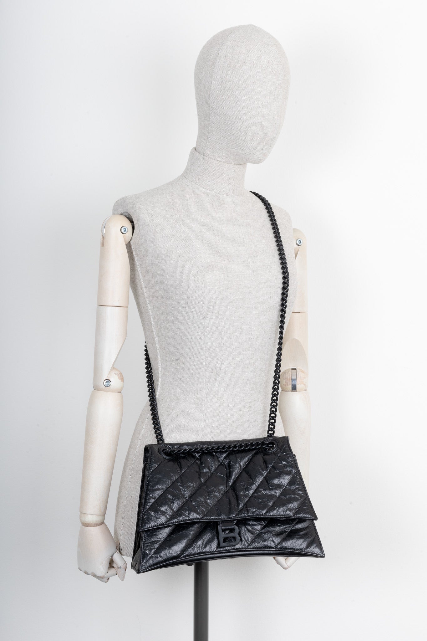 BALENCIAGA Crush Medium Chain Bag Black