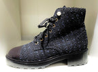 Chanel Tweed Patent Calfskin Pearl Combat Short Boots