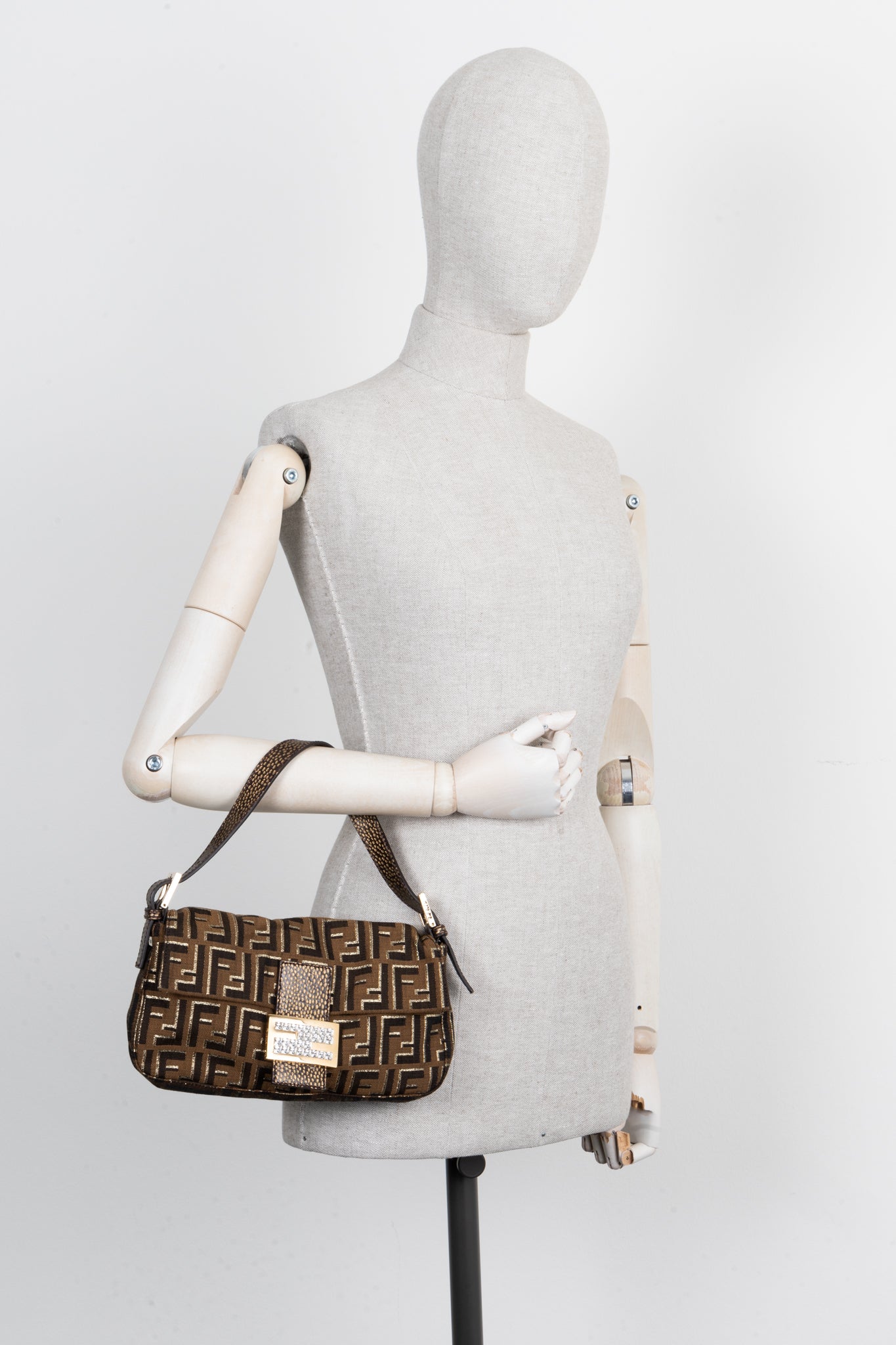 FENDI Baguette Bag Zucca Print with Crystal