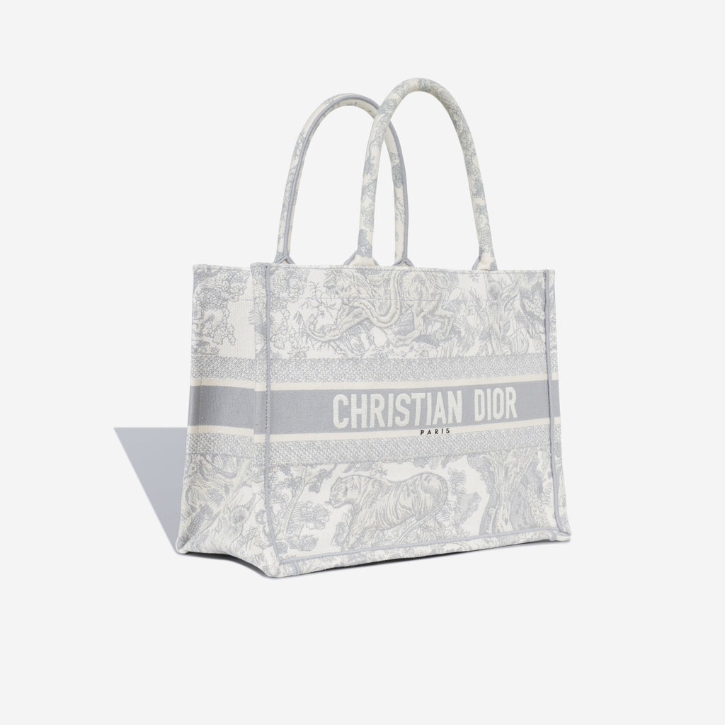 Dior Small Book Tote - Grey Toile Du Jouy