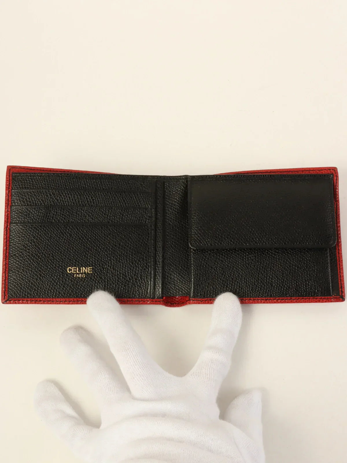 CELINE Logo Embossed Wallet Red