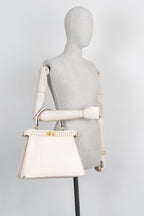 FENDI Peekaboo ISeeU Woven Handbag Cream
