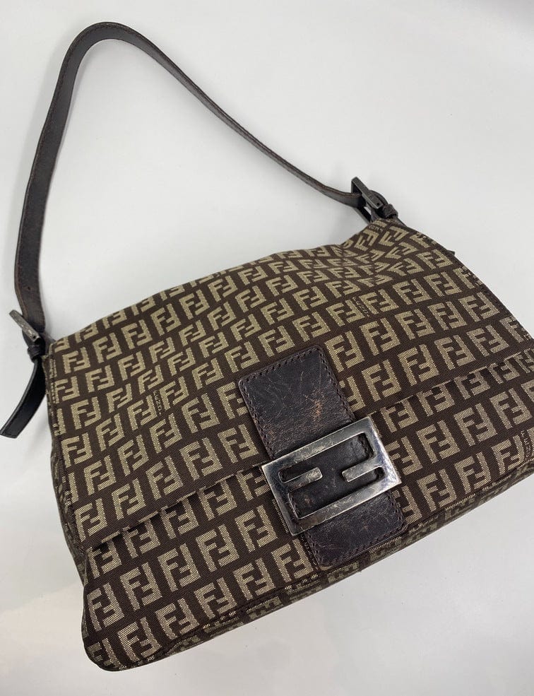 Fendi Mamma Baguette in Brown Zucca Canvas