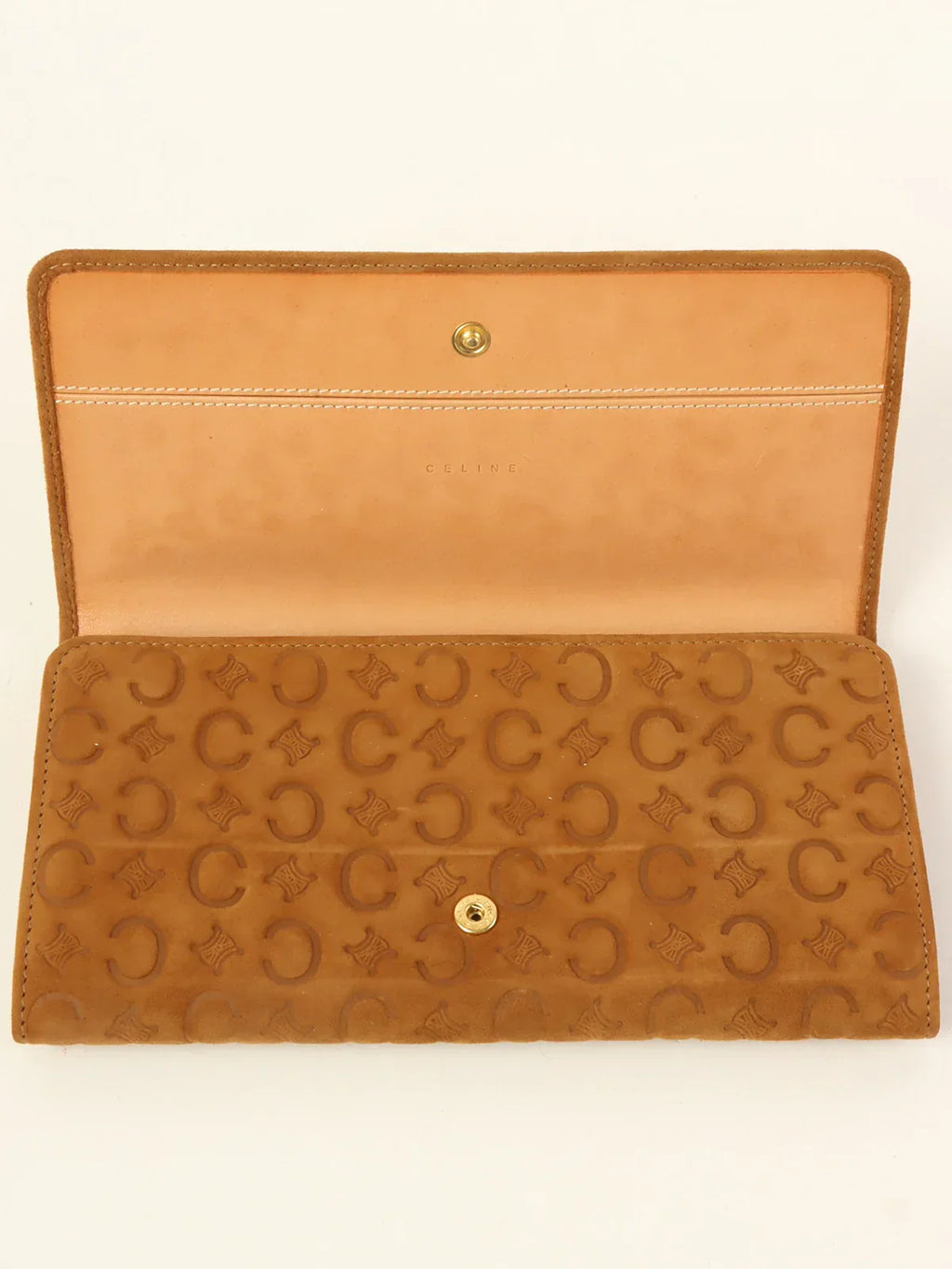 CELINE Suede C Macadam Pattern Wallet Brown