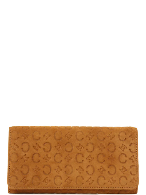 CELINE Suede C Macadam Pattern Wallet Brown