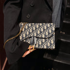 Christian Dior Oblique Saddle Wallet on Chain