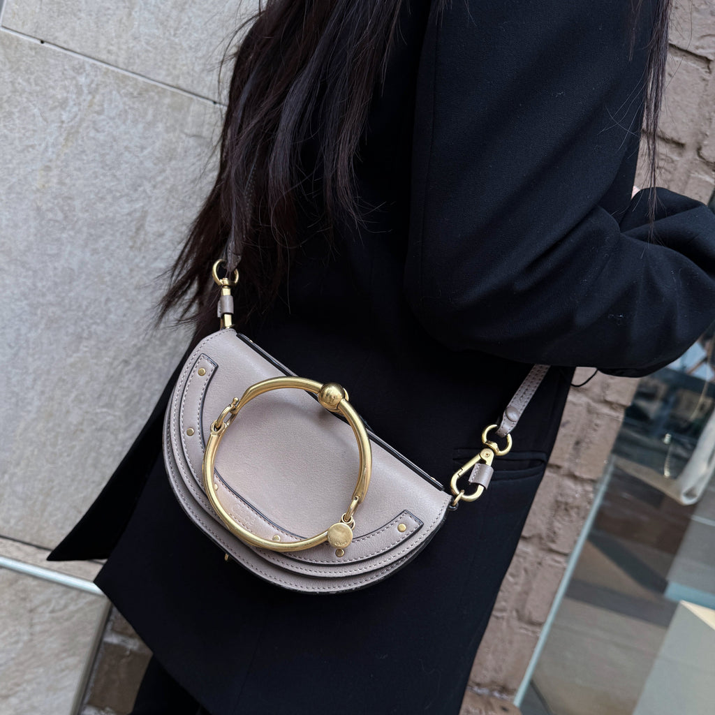 Chloe Taupe Leather Nile Bracelet Bag
