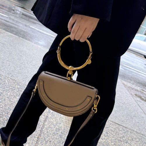 Chloe Taupe Leather Nile Bracelet Bag