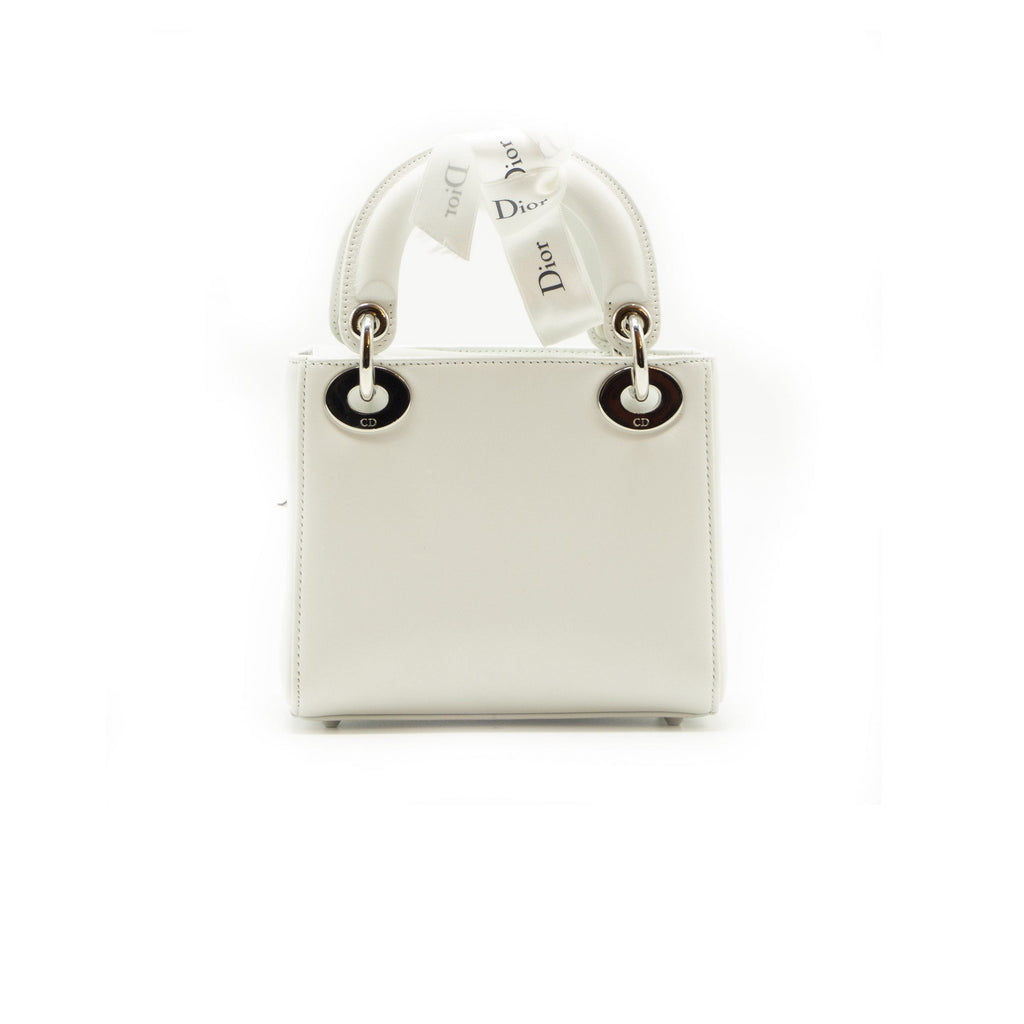 Dior White  Animal Embroidery Limited Edition Mini Lady Dior Tote
