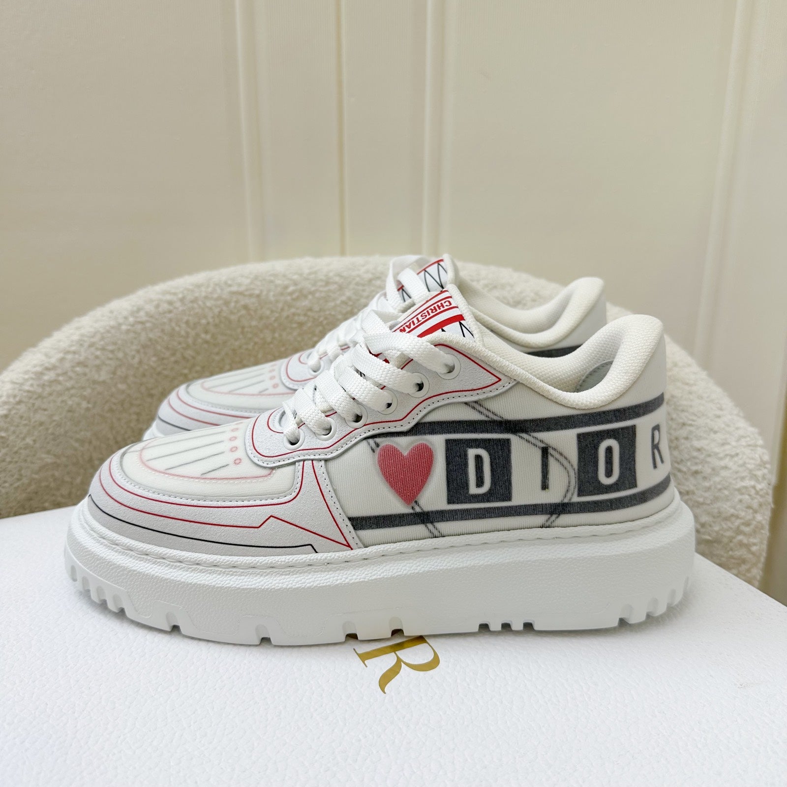 Dior Dioramour Dior Addict Sneakers in Calfskin and Technical Fabric Sz 36