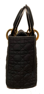 CHRISTIAN DIOR Black Nylon Mini Lady Dior Bag