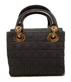 CHRISTIAN DIOR Black Nylon Mini Lady Dior Bag