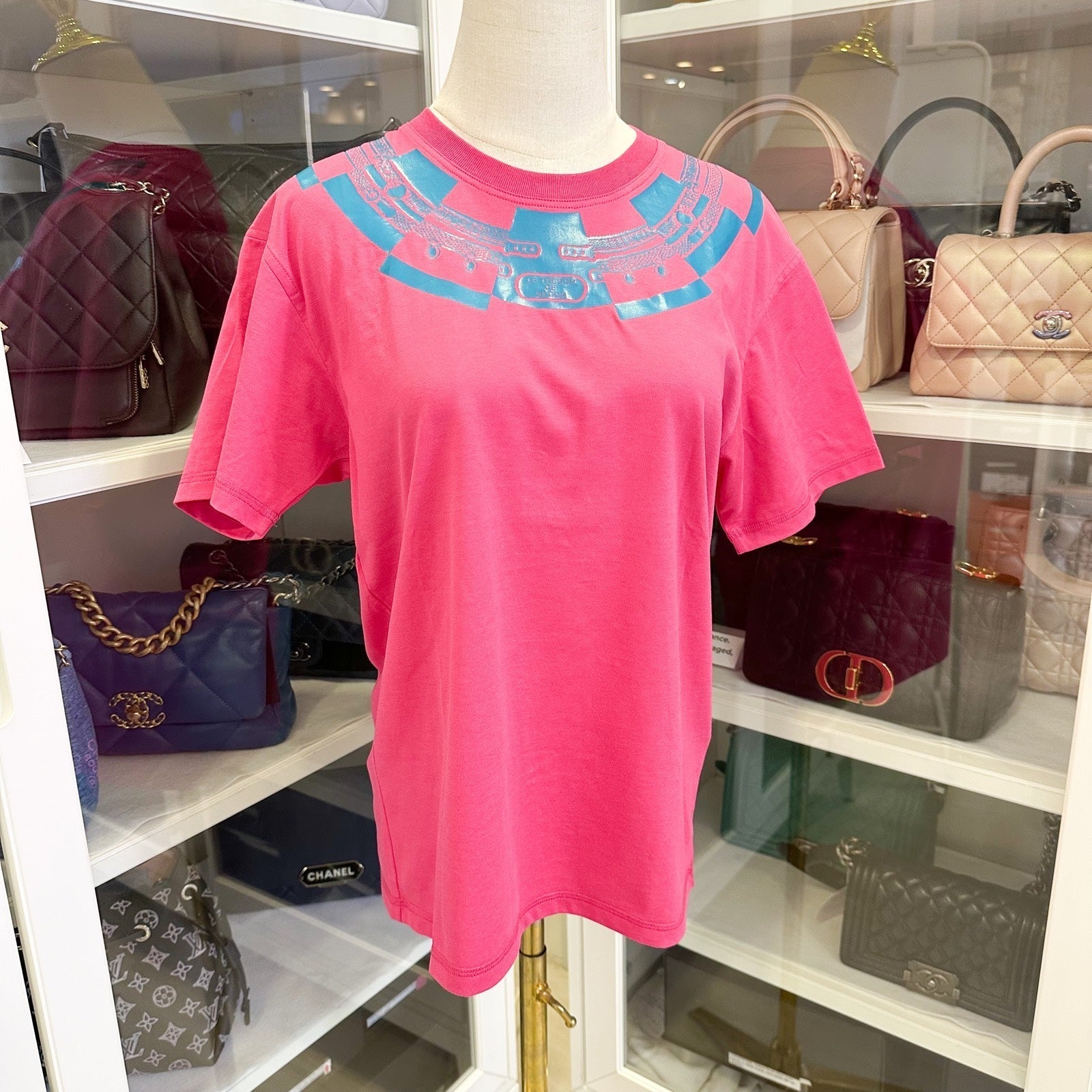Hermes Le Tresor De Medor T-Shirt in Pink 100% Cotton Size 34