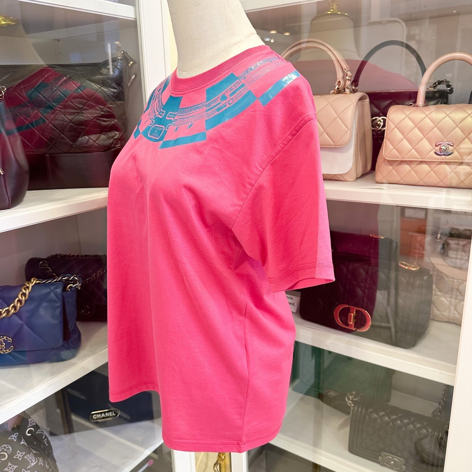 Hermes Le Tresor De Medor T-Shirt in Pink 100% Cotton Size 34