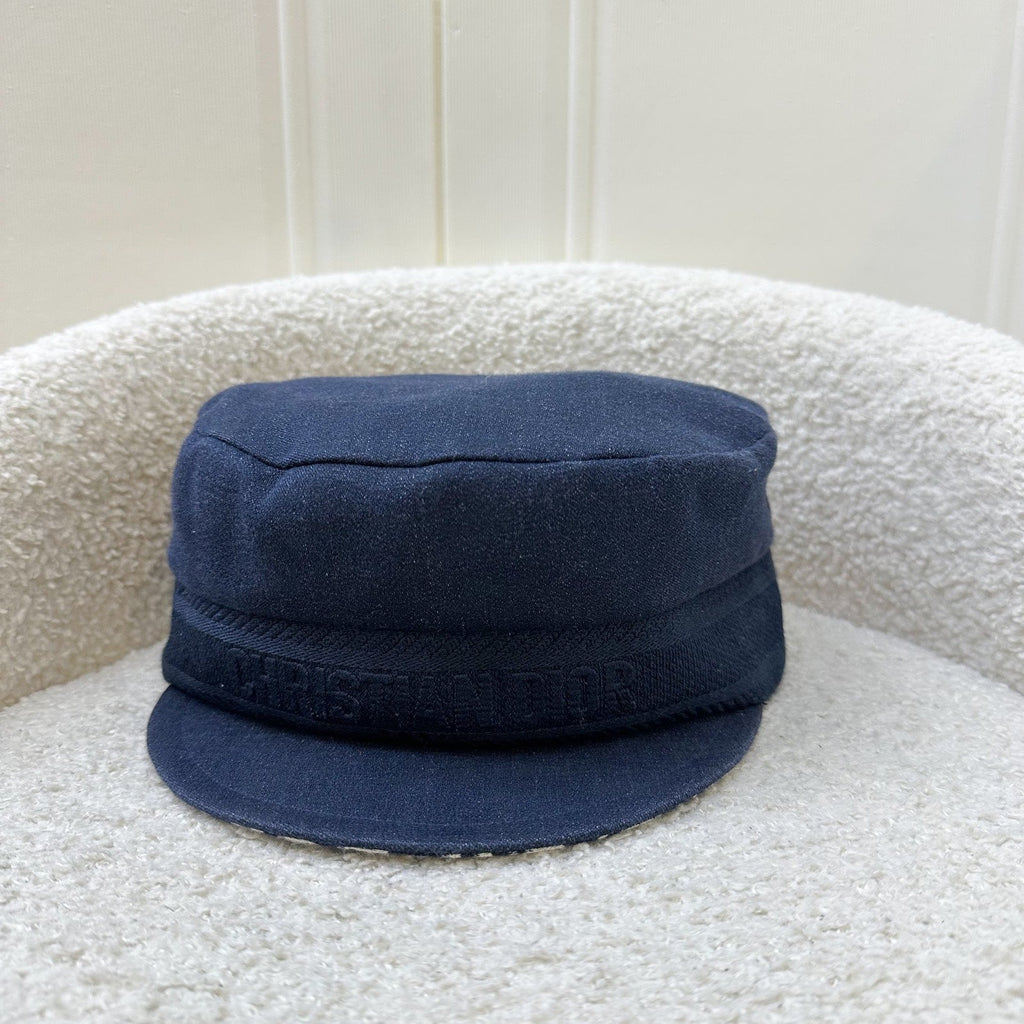 Dior Pageboy Cap in Navy Sz 58