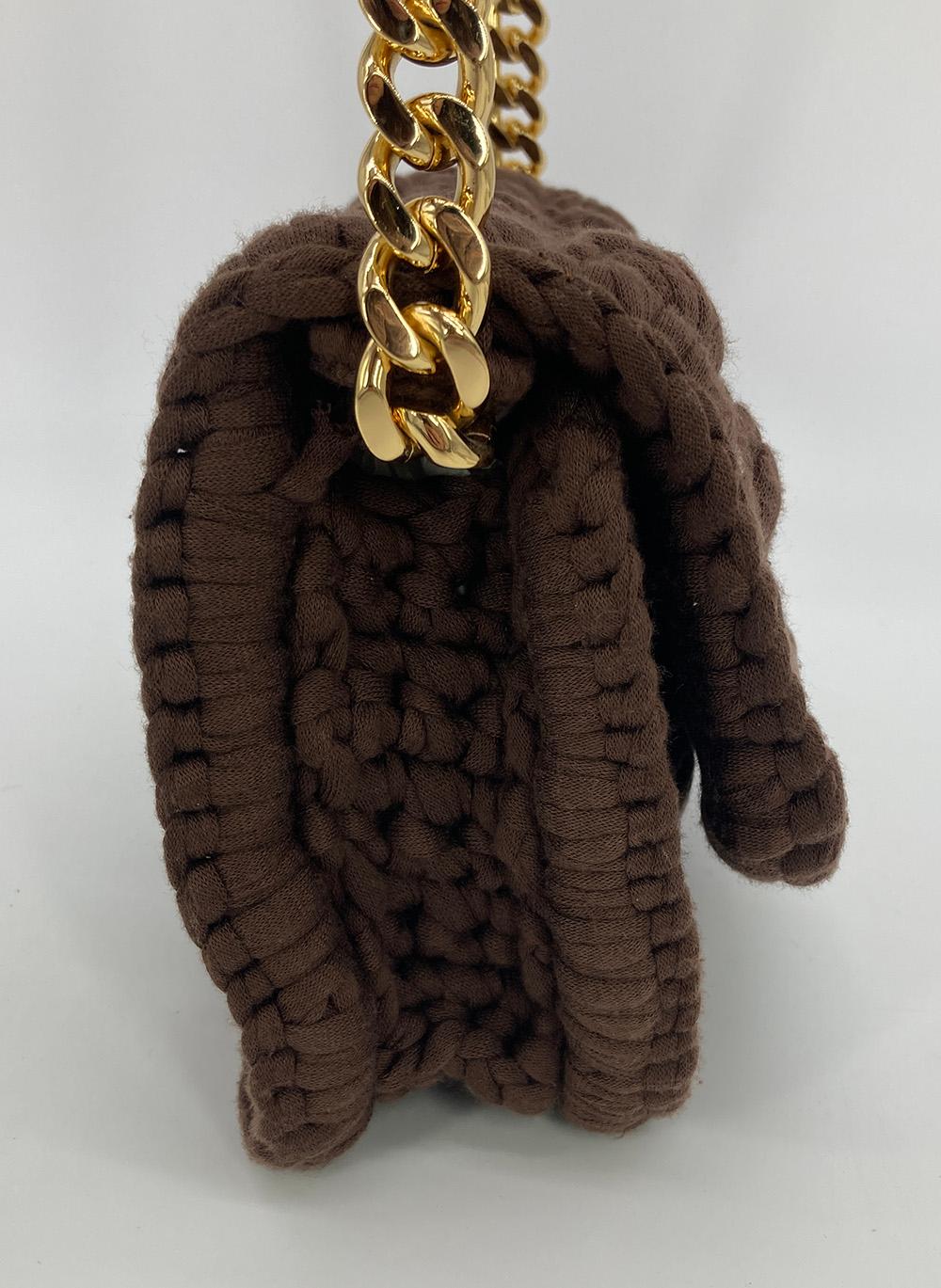BOTTEGA VENETA Brownie Classic Brown Crochet Flap Bag