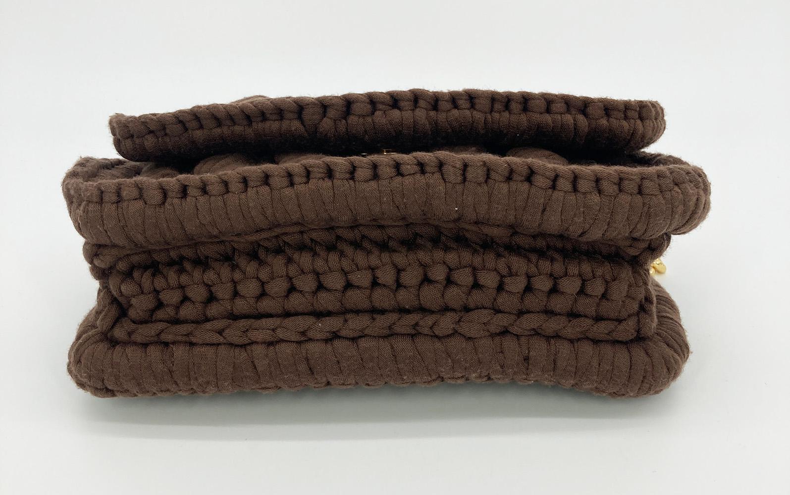 BOTTEGA VENETA Brownie Classic Brown Crochet Flap Bag