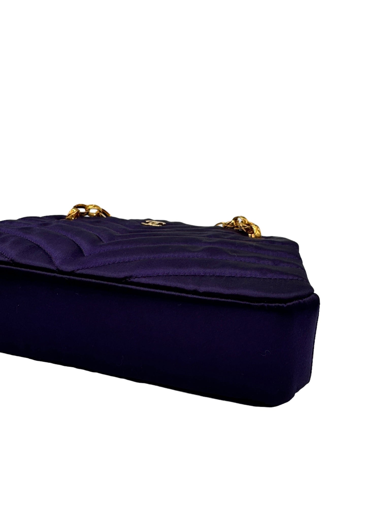 CHANEL - Vintage Stitch Purple Satin Shoulder Bag