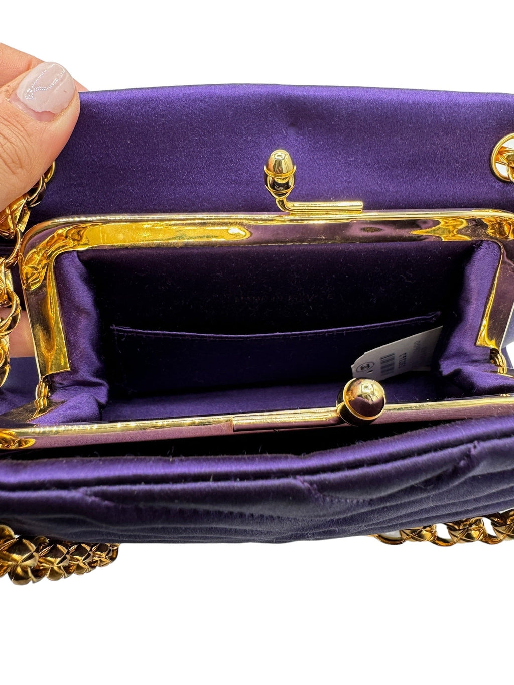 CHANEL - Vintage Stitch Purple Satin Shoulder Bag