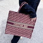 Dior Oblique Large Book Tote Burgundy