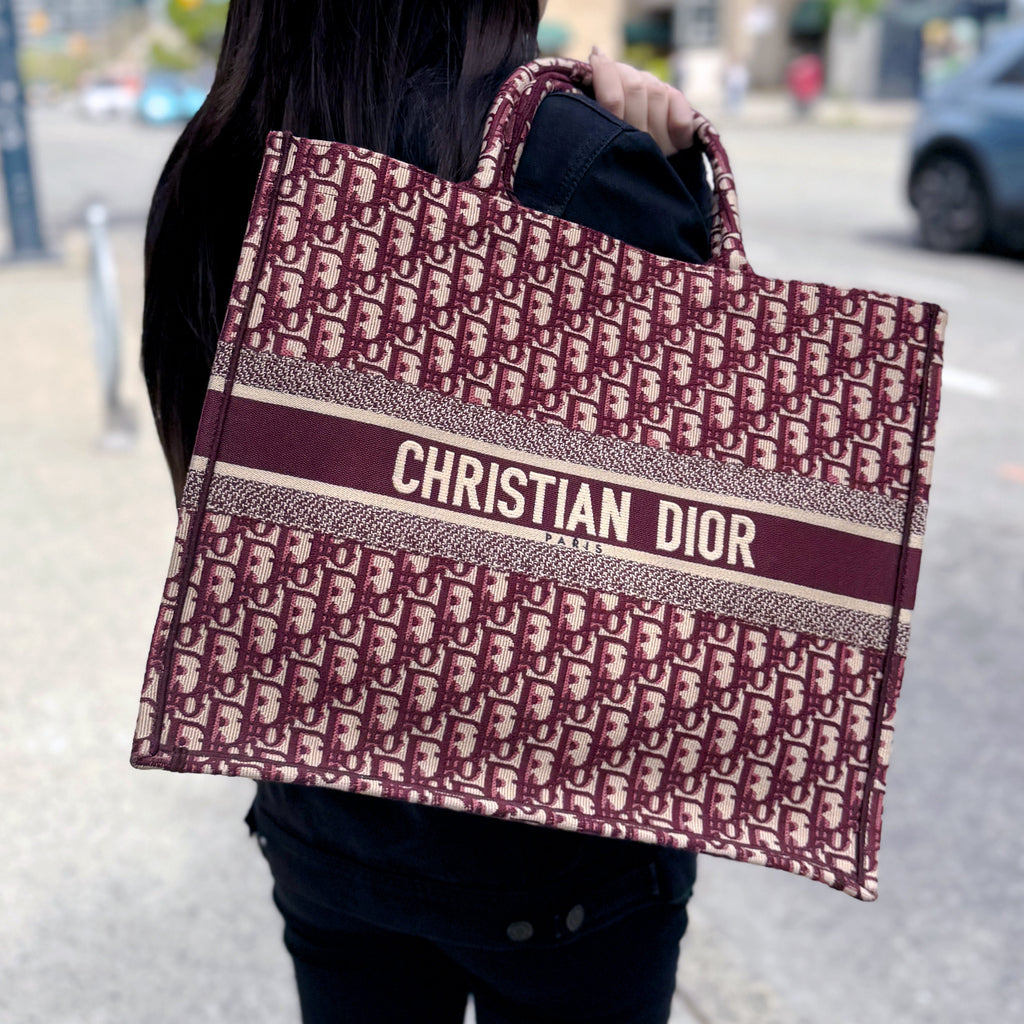Dior Oblique Large Book Tote Burgundy