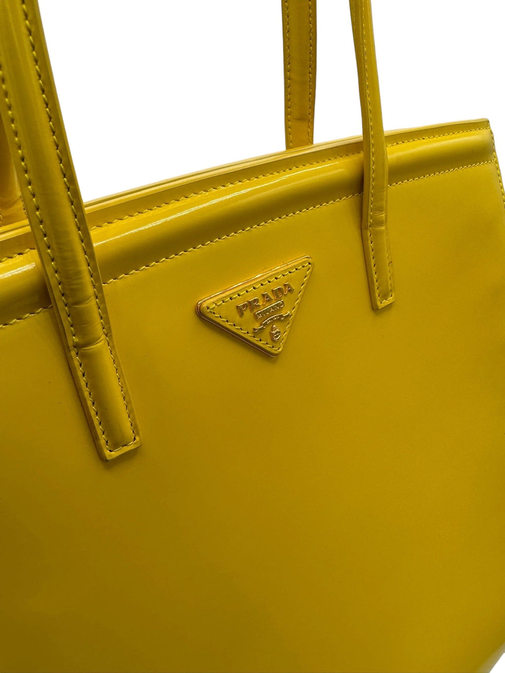 PRADA - Yellow Patent Leather Tote Bag