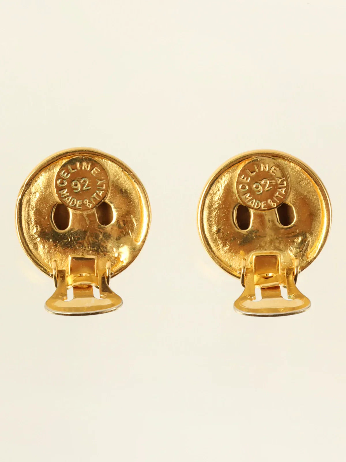 CELINE Rhinestone Star Motif Round Logo Earrings Clear/Green/Red