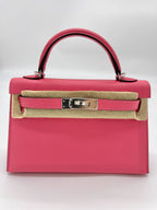 Hermes Mini Kelly II Sellier Epsom Rose Azalee Palladium Hardware