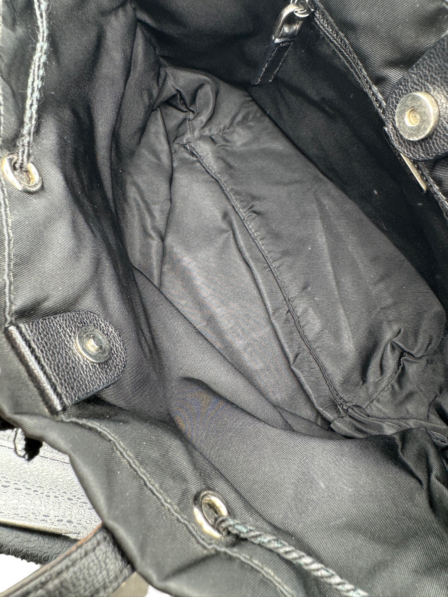 PRADA - Tote Bag Black Nylon Leather Chemical Fiber
