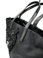 PRADA - Tote Bag Black Nylon Leather Chemical Fiber