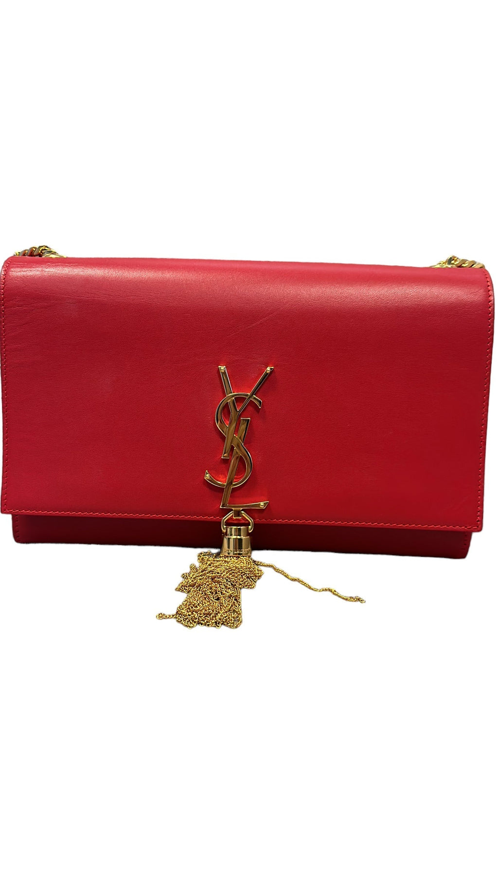 SAINT LAURENT - Smooth Red Medium Kate Tassel Bag