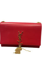 SAINT LAURENT - Smooth Red Medium Kate Tassel Bag