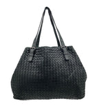 BOTTEGA VENETA Black Woven Leather Shoulder Bag Tote