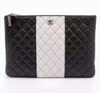 CHANEL Quilted Lambskin Large O-Case Pouch