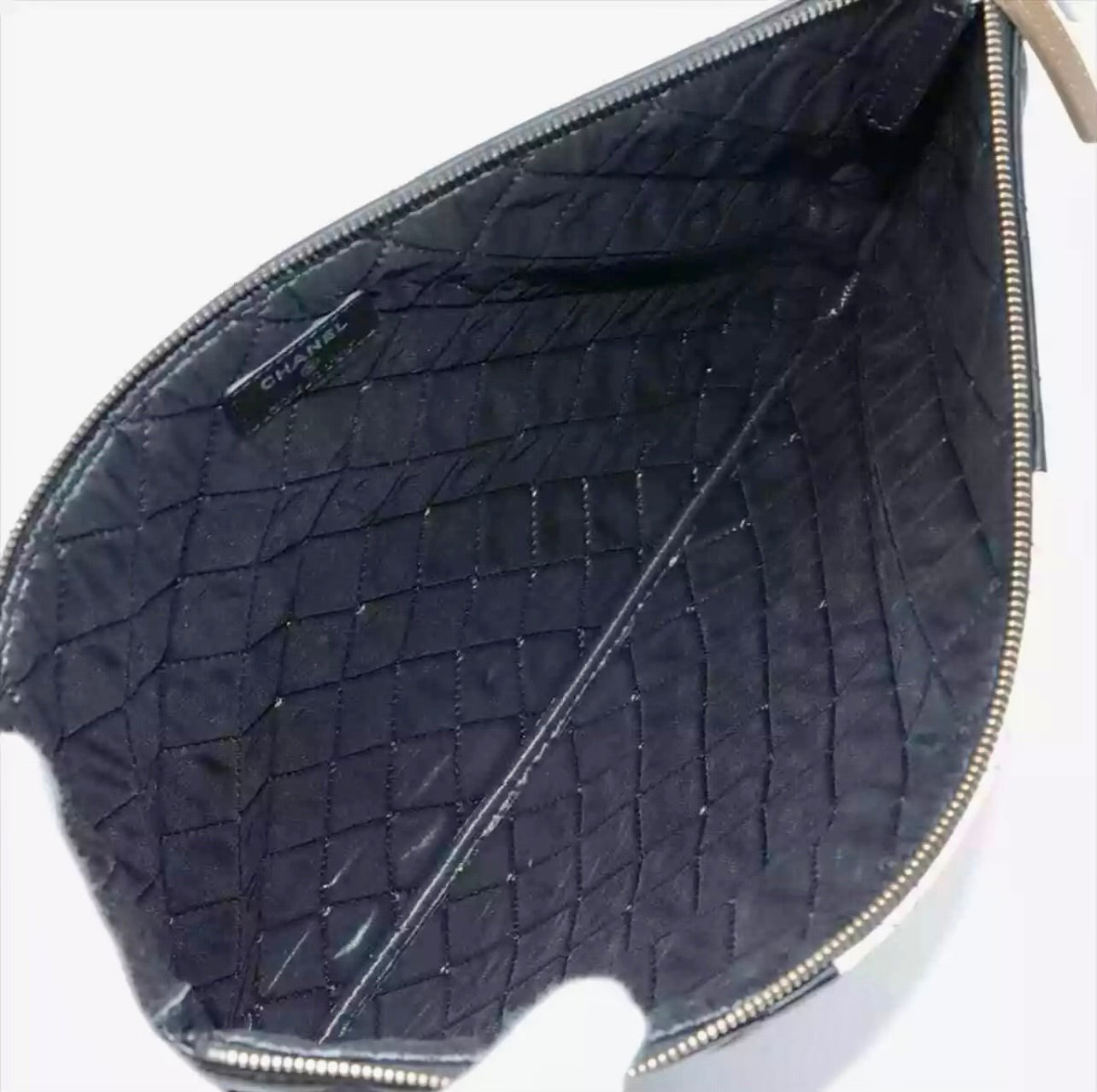 CHANEL Quilted Lambskin Large O-Case Pouch