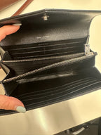 SAINT LAURENT - Black Grain De Poudre Matelasse Cassandre Large Flap Wallet