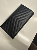 SAINT LAURENT - Black Grain De Poudre Matelasse Cassandre Large Flap Wallet