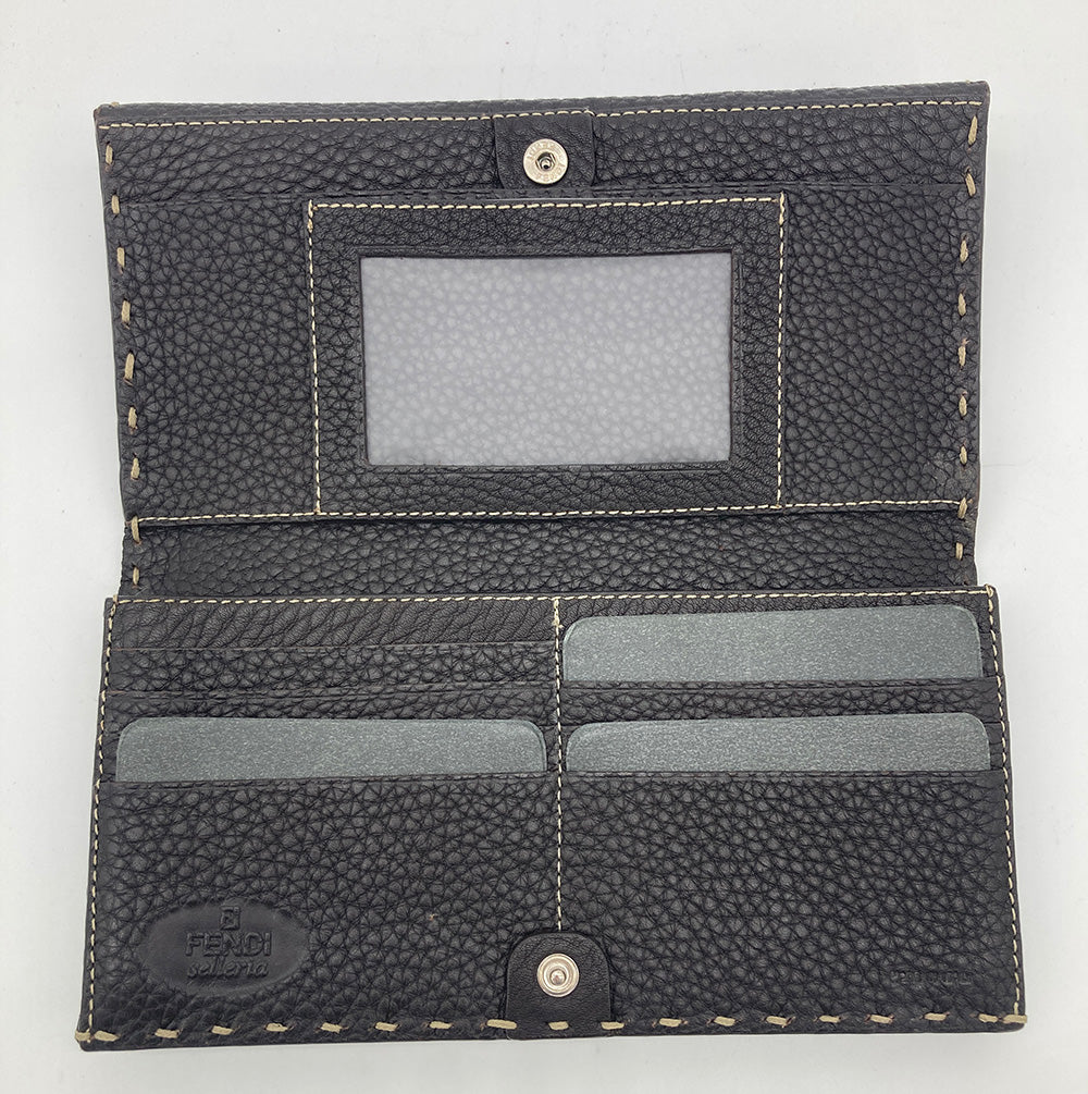 Fendi Dark Brown Selleria Leather Continental Wallet
