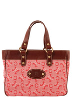 CELINE C Macadam Pattern Logo Embossed Top Handle Bag Red/Brown