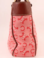 CELINE C Macadam Pattern Logo Embossed Top Handle Bag Red/Brown