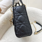 Dior Mini Lady Dior in Black Lambskin and LGHW
