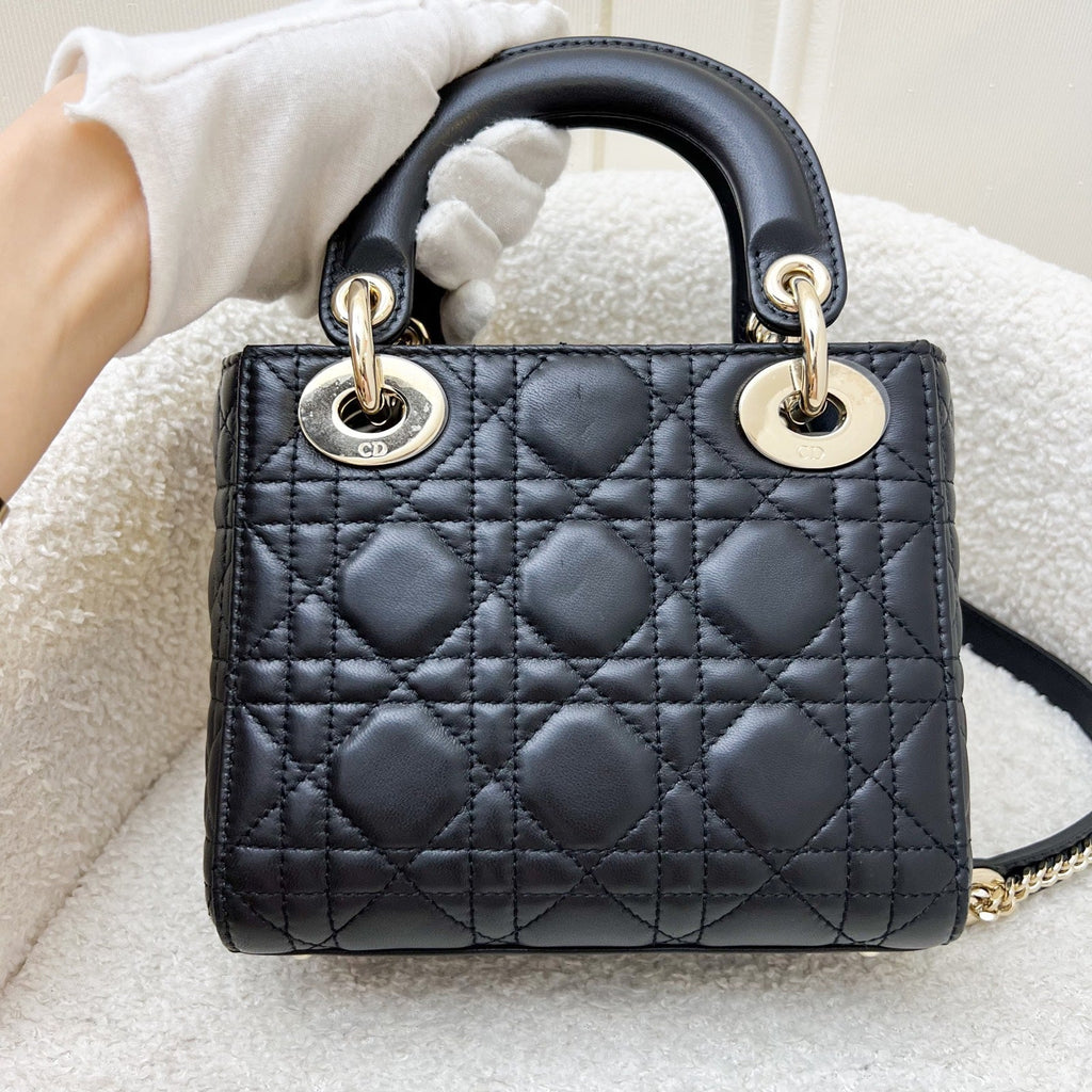 Dior Mini Lady Dior in Black Lambskin and LGHW